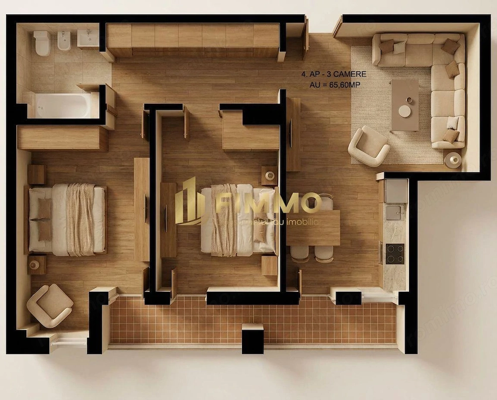 Apartament 3 cam | 65.6mp | Bloc Nou | Burdujeni | ID:1924