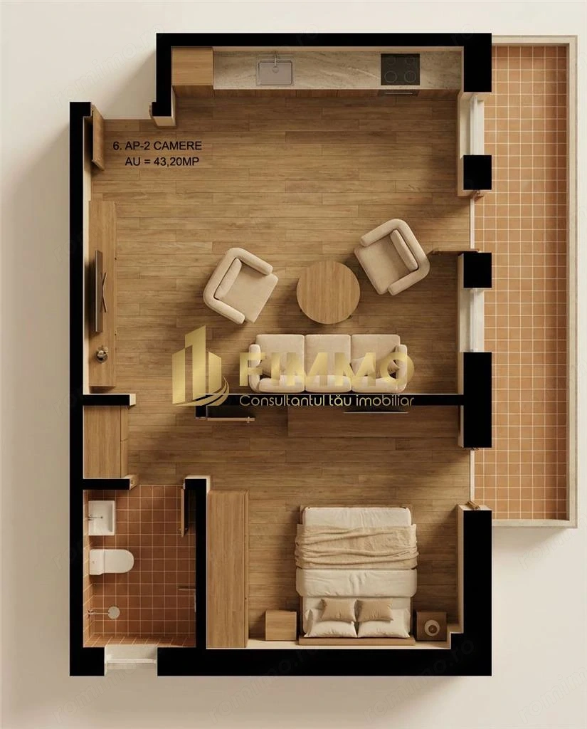 Apartament 2 cam | 43.2mp | Bloc Nou | Burdujeni | ID:1919