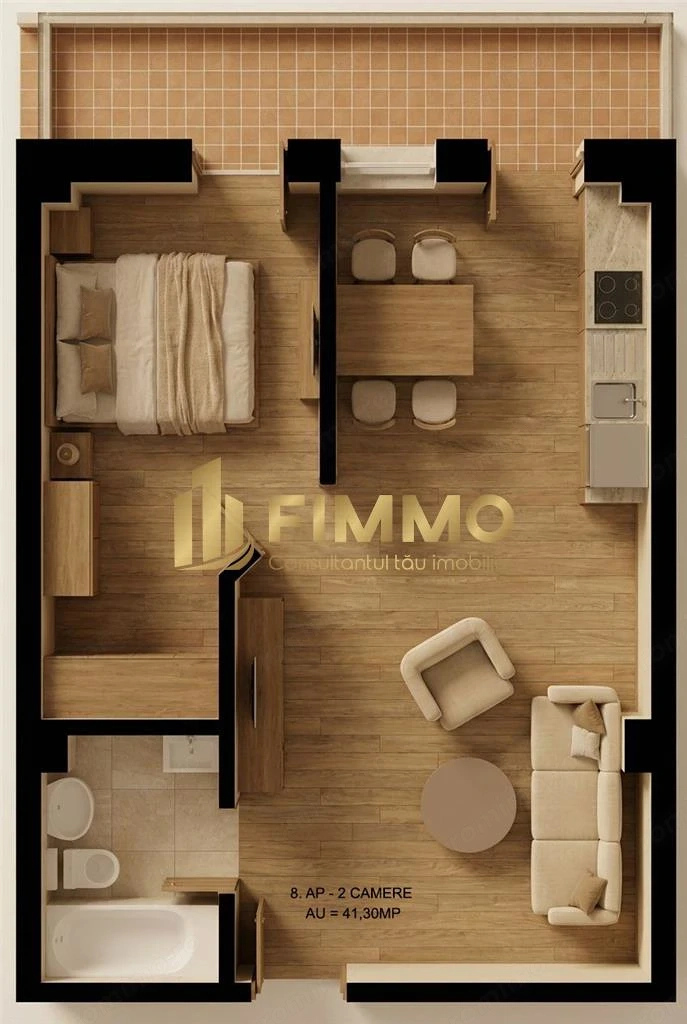 Apartament 2 cam | 41.3mp | Bloc Nou | Burdujeni | ID:1922