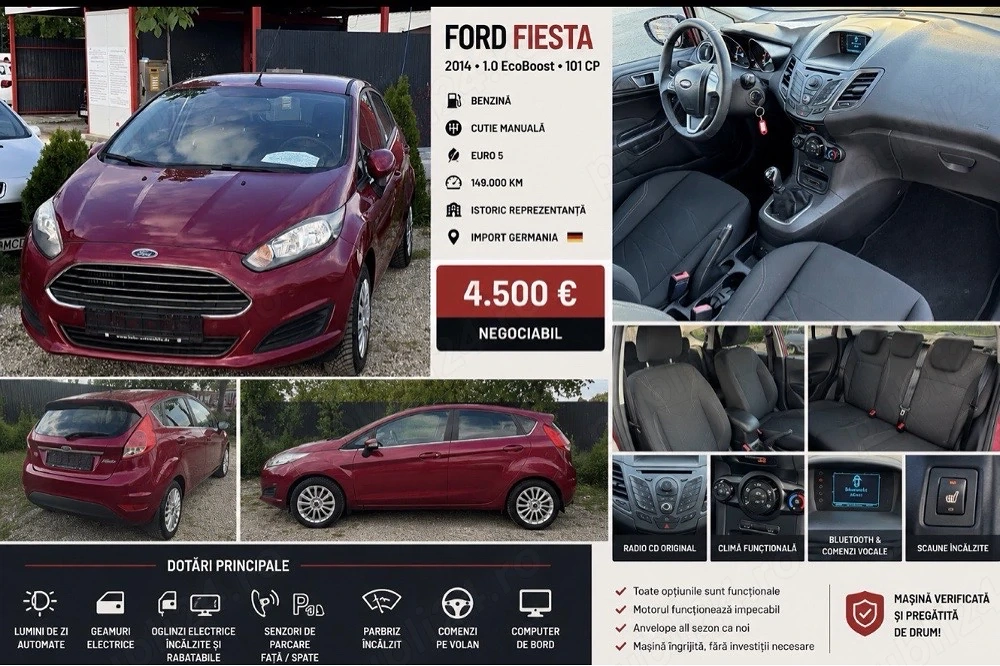 Ford Fiesta 2014, euro5, benzina