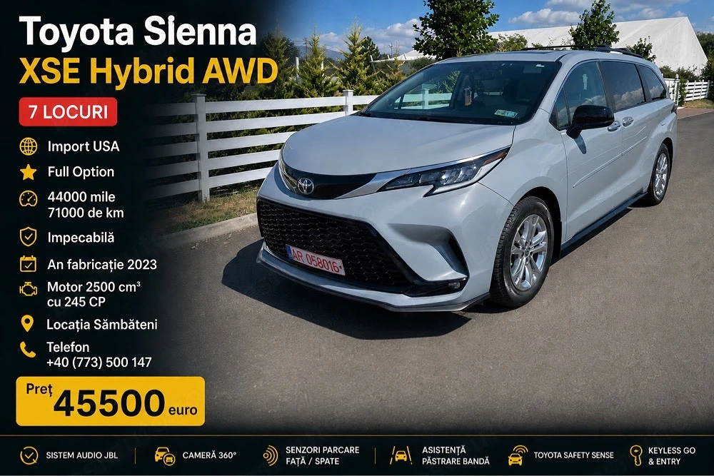 Toyota Sienna XSE Hybrid AWD 7 Locuri 2.5 -245 CP   An 2023
