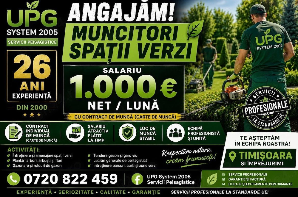 NE MARIM ECHIPA -Angajam personal spatii verzi