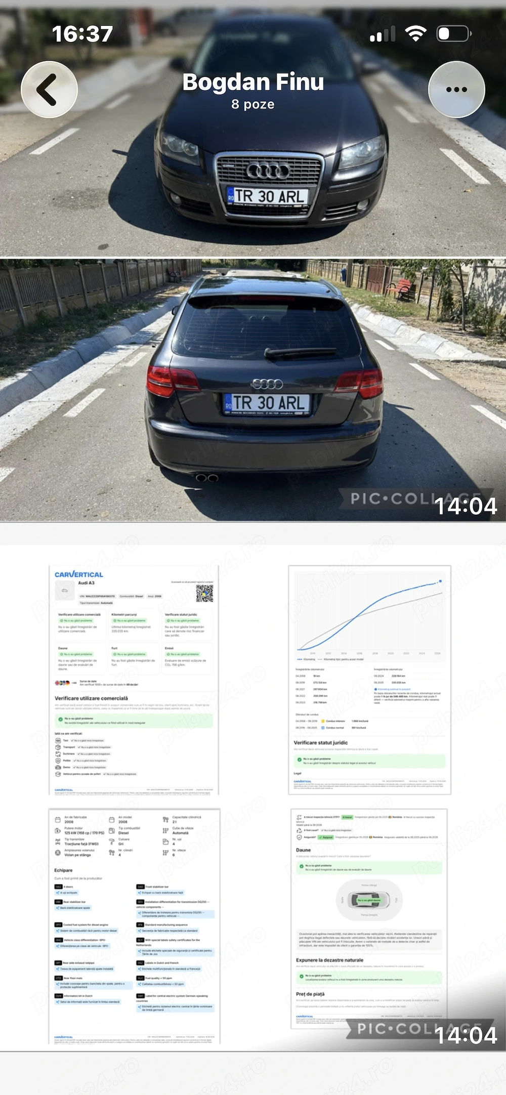 Audi A3 Dizel din 2008 fără daune și km reali vind urgent 