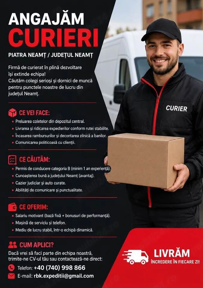  Angajam Curieri-permis cat B