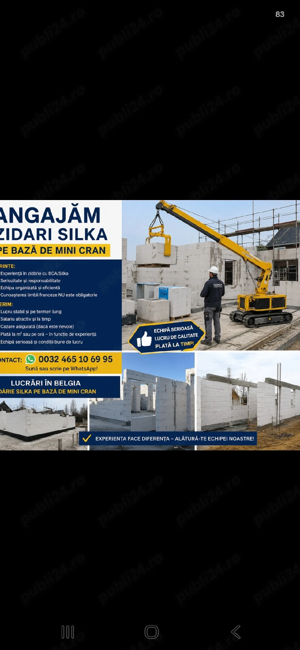 angajam muncitori în constructii Belgia 