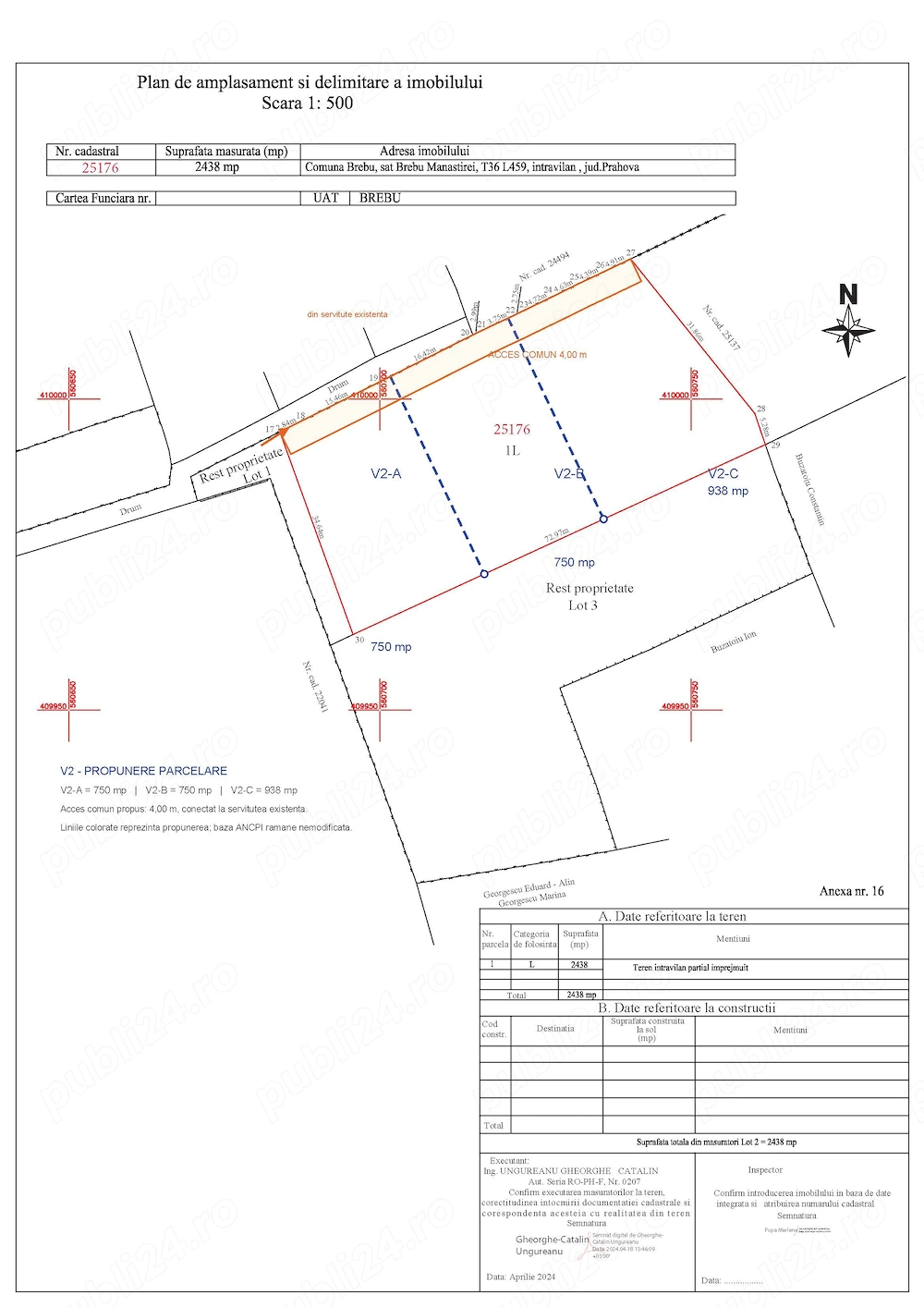 Teren intravilan plat, livadă retrasă, acces auto legal, regim rezidențial documentat în 2024
