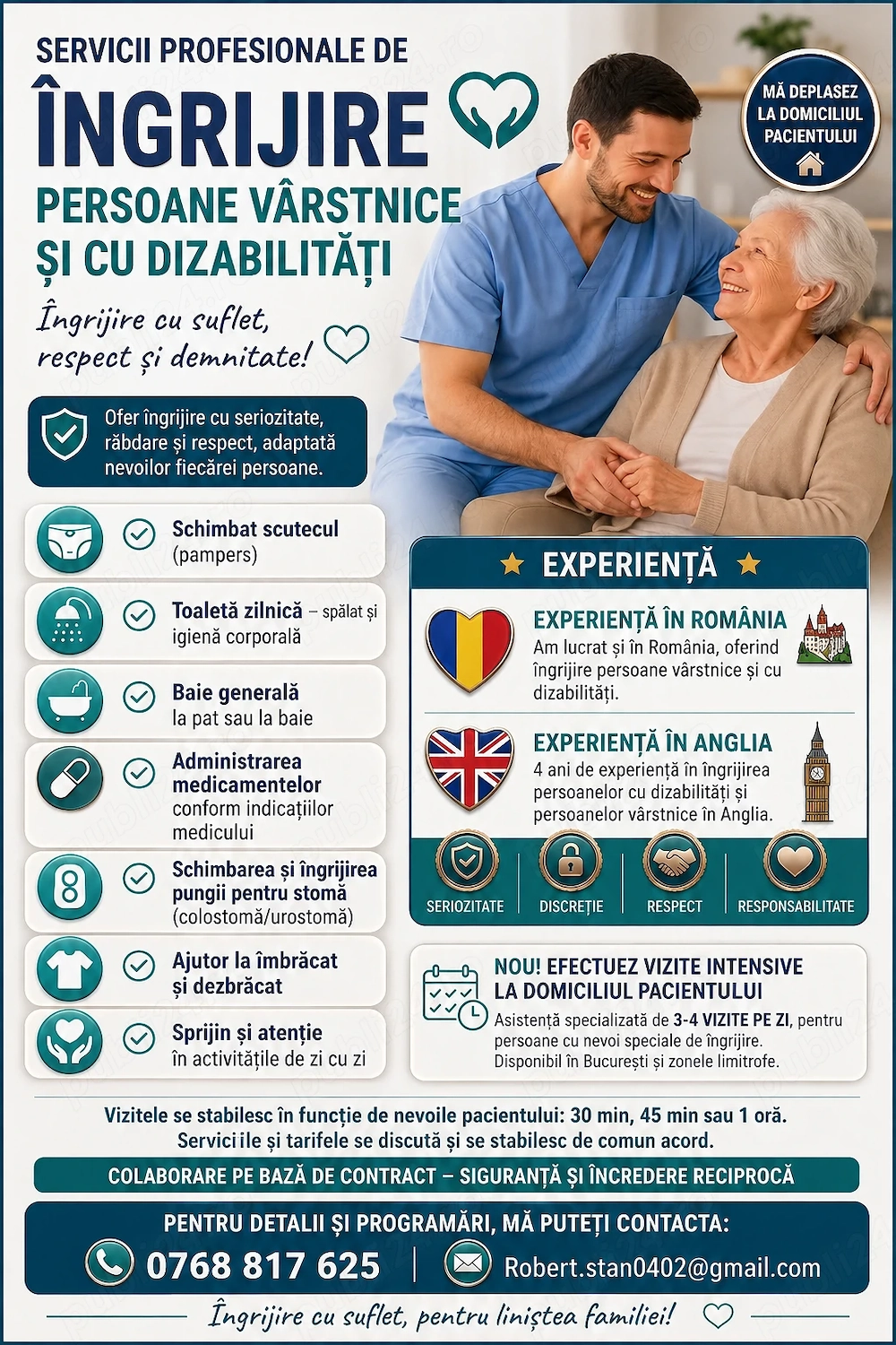 Infmier ofer îngrijire persoanelor vârstnice și cu dizabilități.