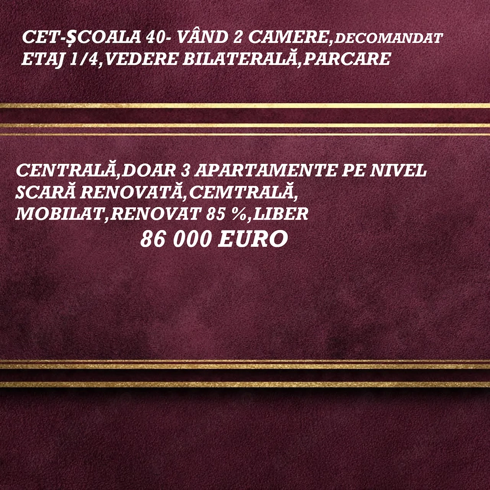 cet-școala 40 ,apartament 2 camere,etaj 1