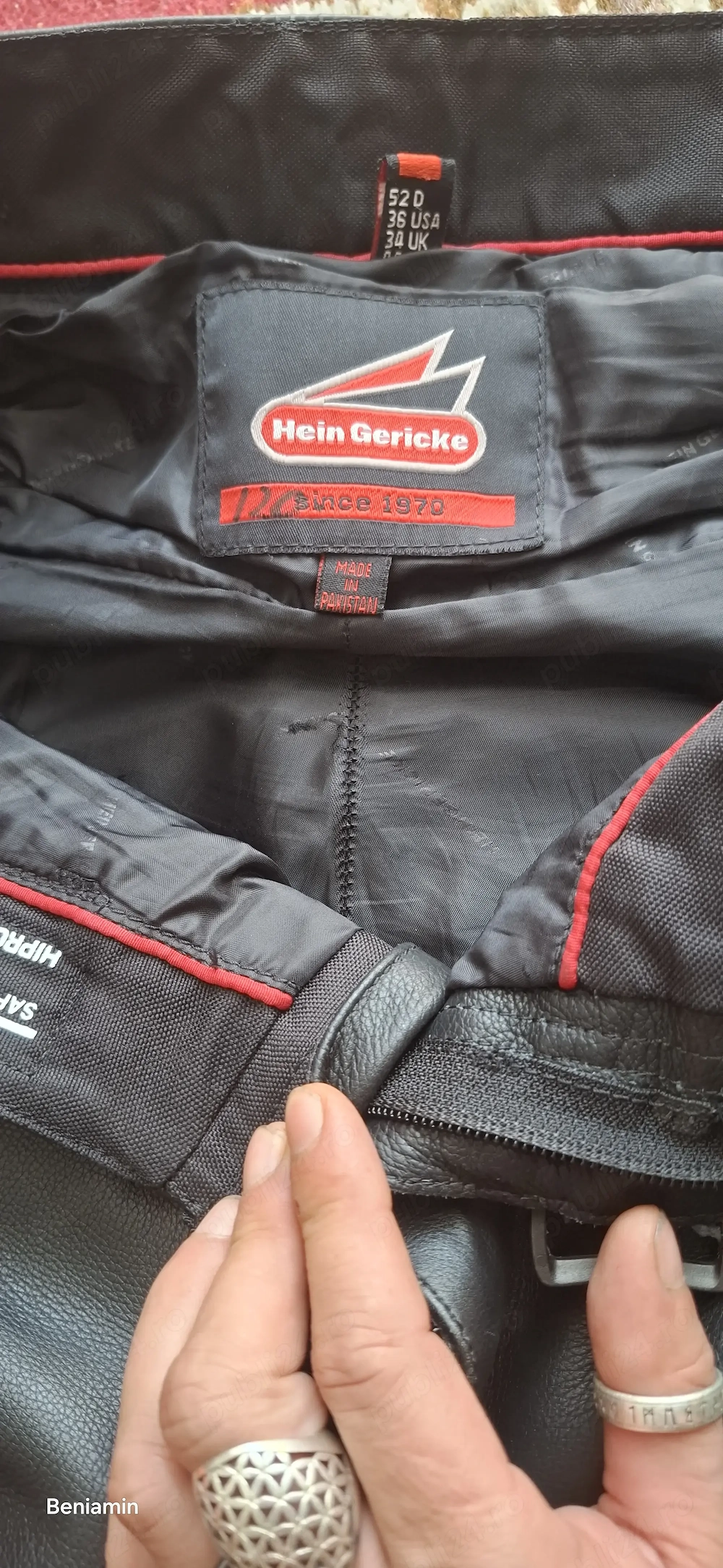 Pantaloni Moto Piele Hein Gericke mărimea 52 (M L)   Safe Hiprotec