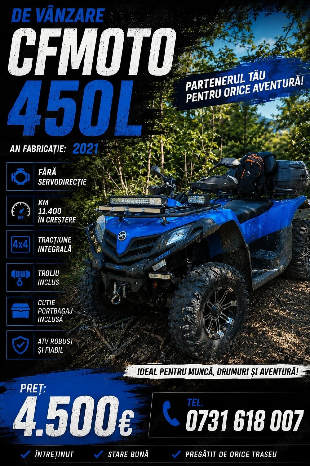 vând cf moto 450 L 2021