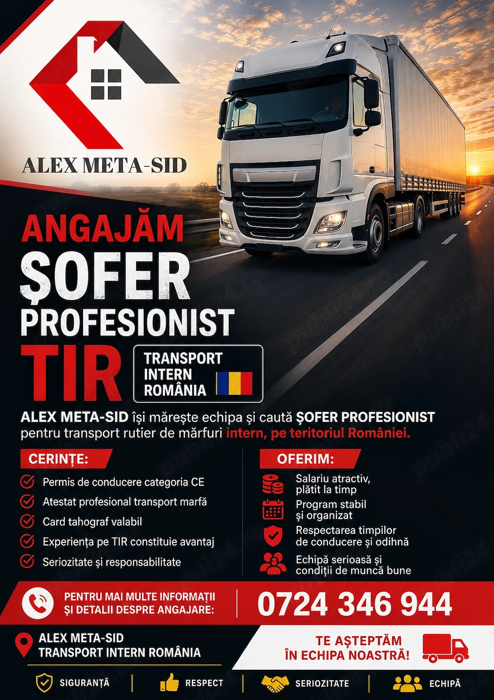 Angajez sofer profesionist pe intern