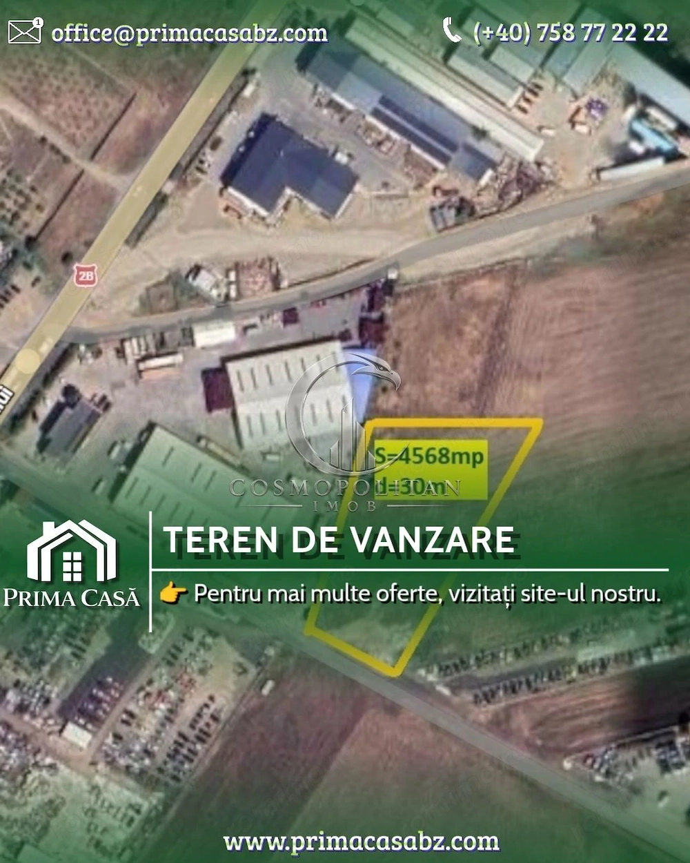 Teren intravilan Soseaua Bucuresti (Spatarului) langa A7 S=4.570mp d=30m