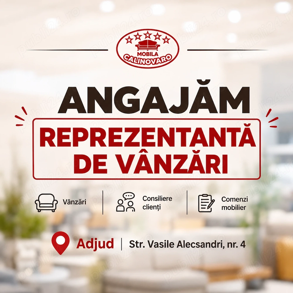 Angajam Reprezentanta de Vanzari in Adjud