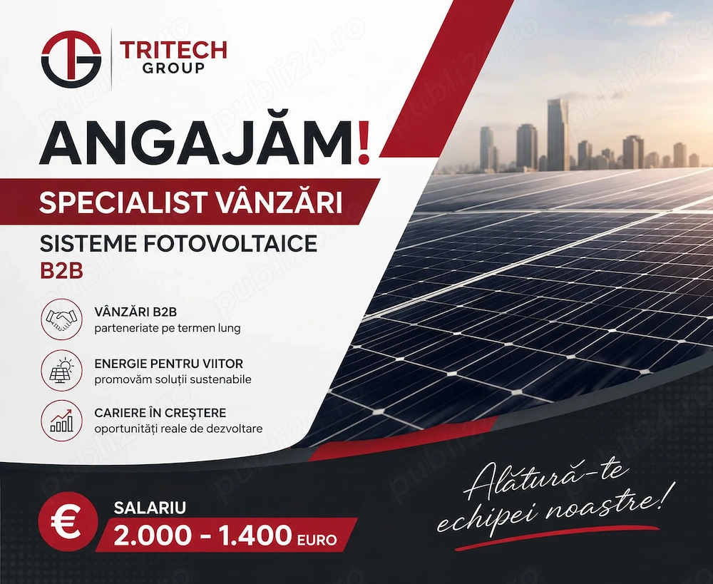 Specialist Vânzări   Ofertare Sisteme Fotovoltaice B2B