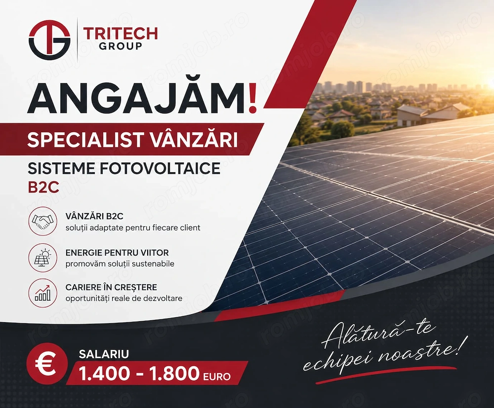 Specialist Vânzări   Ofertare Sisteme Fotovoltaice B2C
