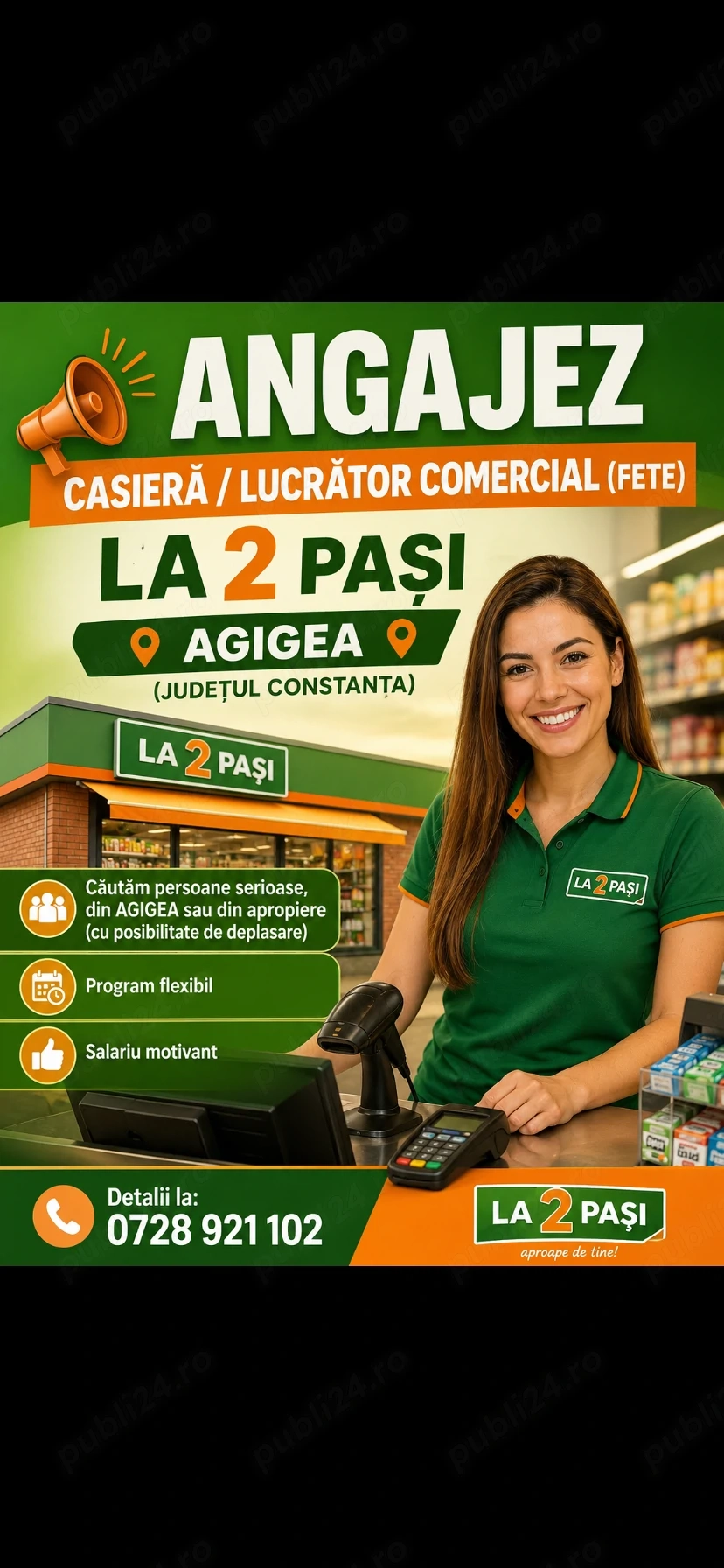 Angajam casiera  lucrator comercial( fete)