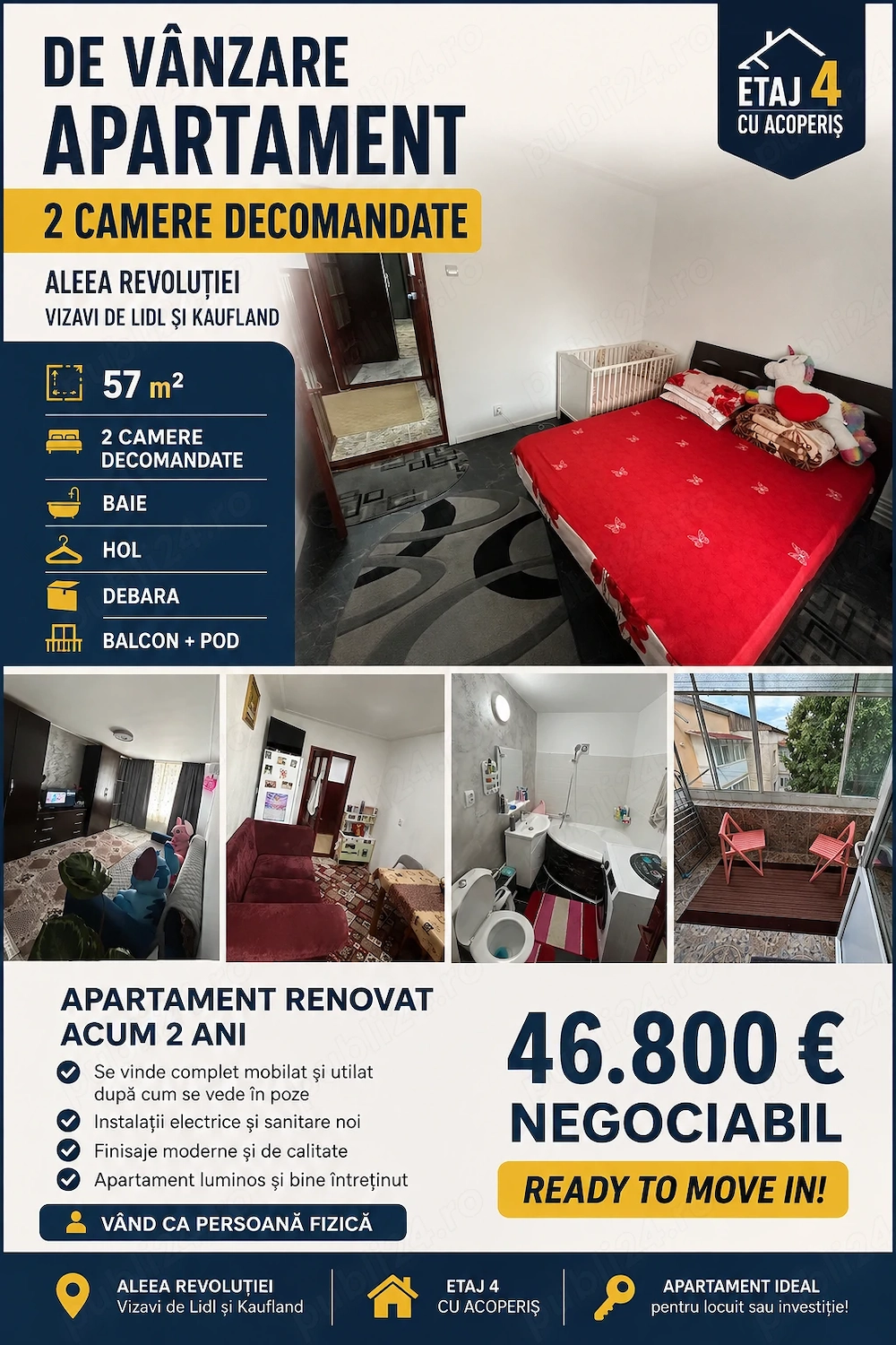 Vând apartament în Roman 