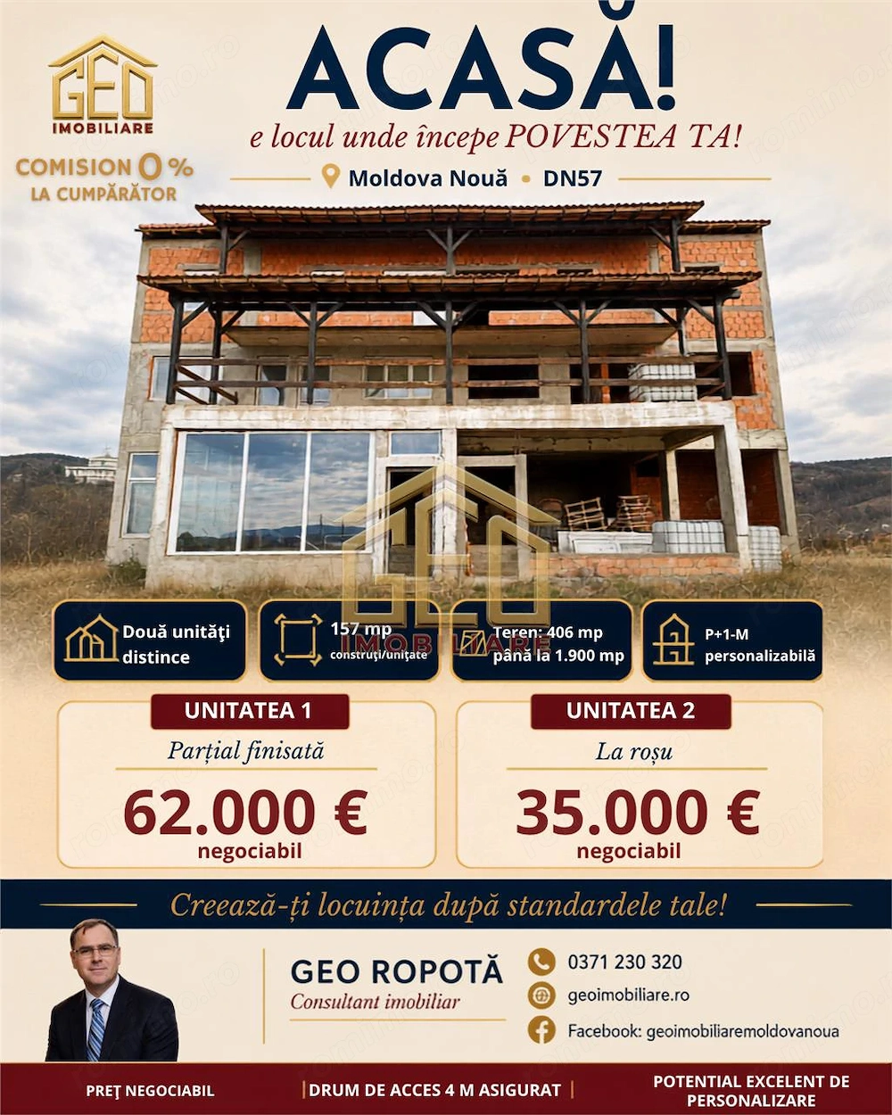 Casa DUPLEX P+1+M in Moldova Noua
