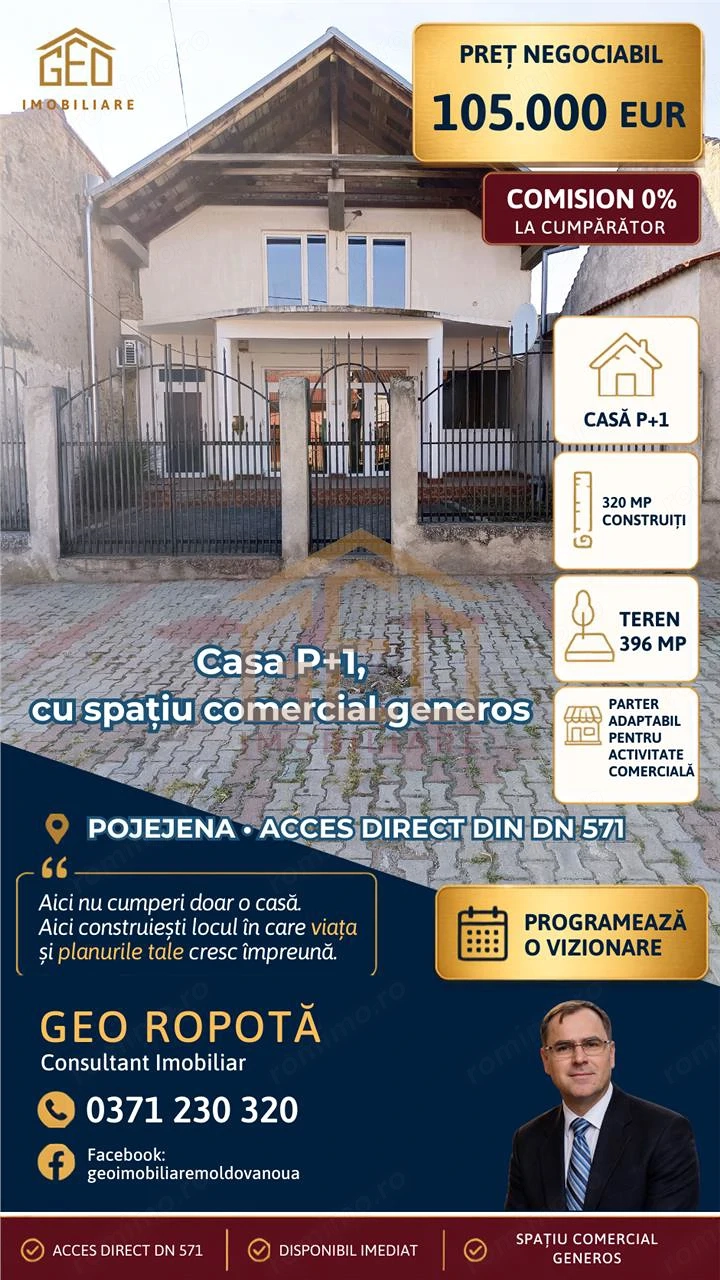 Casa P+1, 320 mp construiti, Pojejena - parter adaptabil pentru activitate