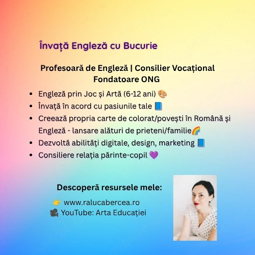  Meditații Engleză Creativă prin Storytelling (Crearea de povești) & Design (Vizual)-Copii 6-12 ani