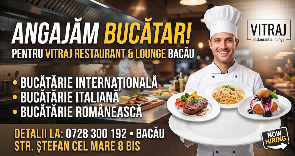 Angajam personal Horeca: ospatar, barman in Bacau