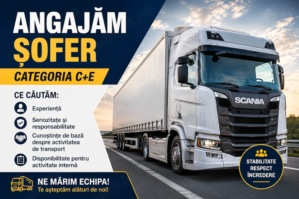 Angajăm  sofer categoria C+E intern