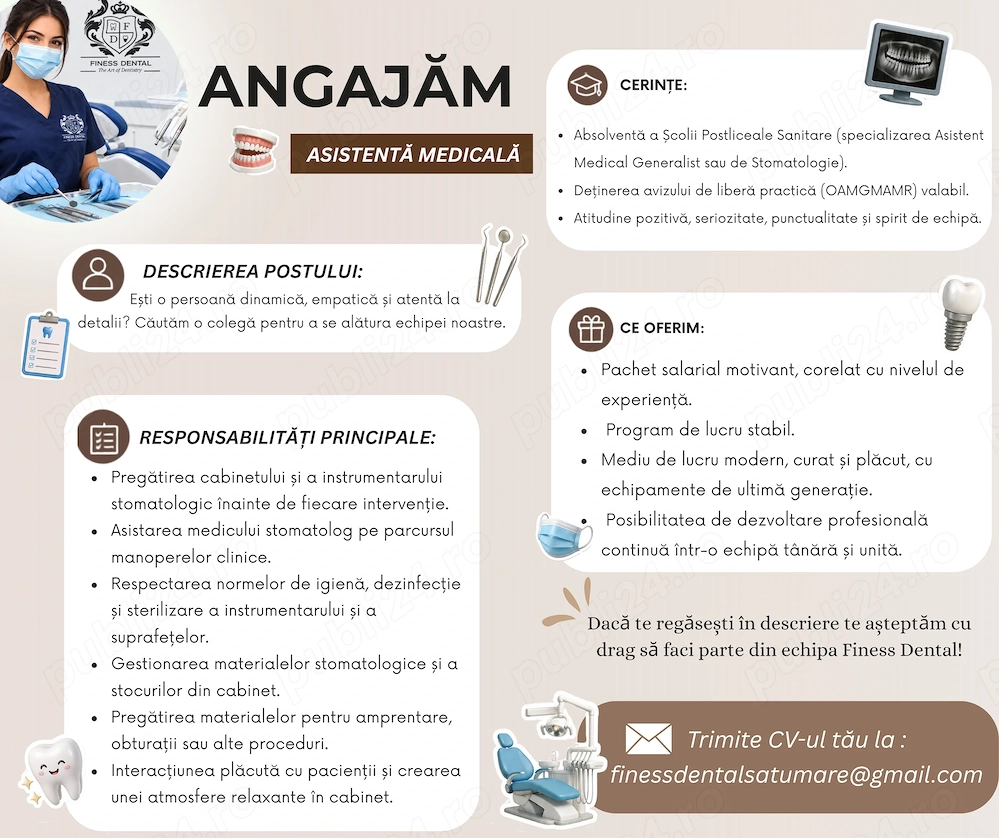 Angajăm asistentă medicală stomatologie