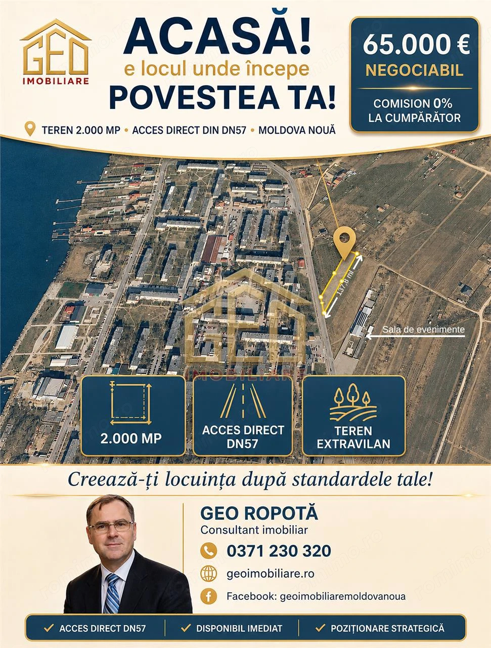TEREN Extravilan cu iesire la DN 57 in Moldova Noua