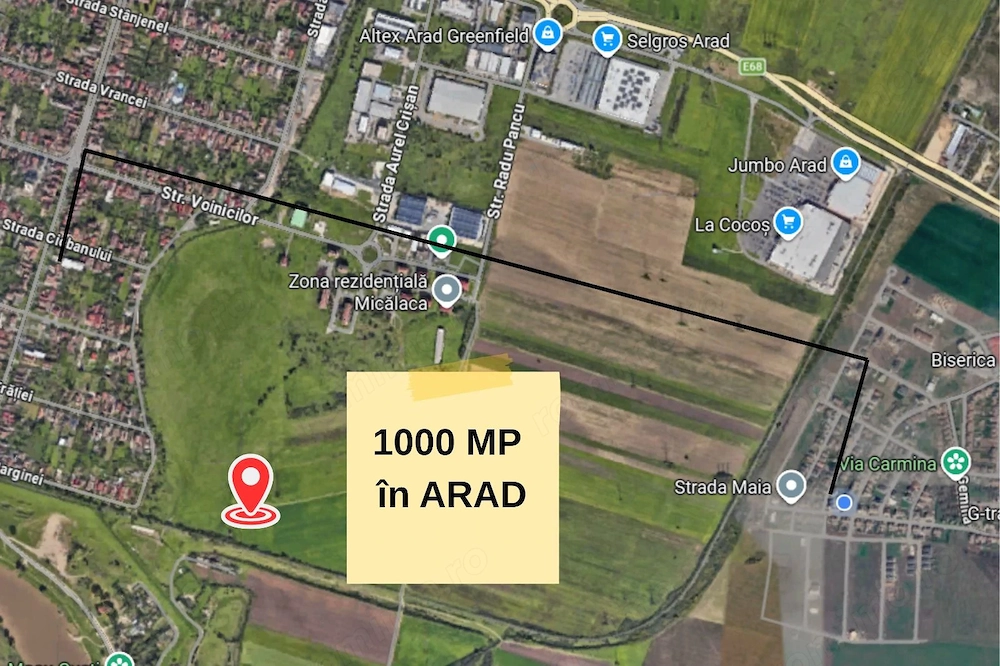 Teren arabil intravilan, 1000 mp, Arad