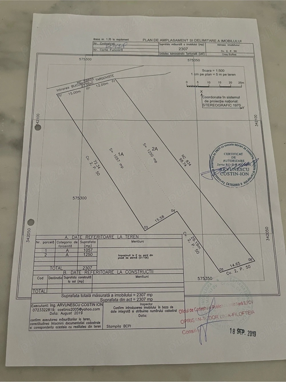 Teren de Vanzare Buftea  2307 mp
