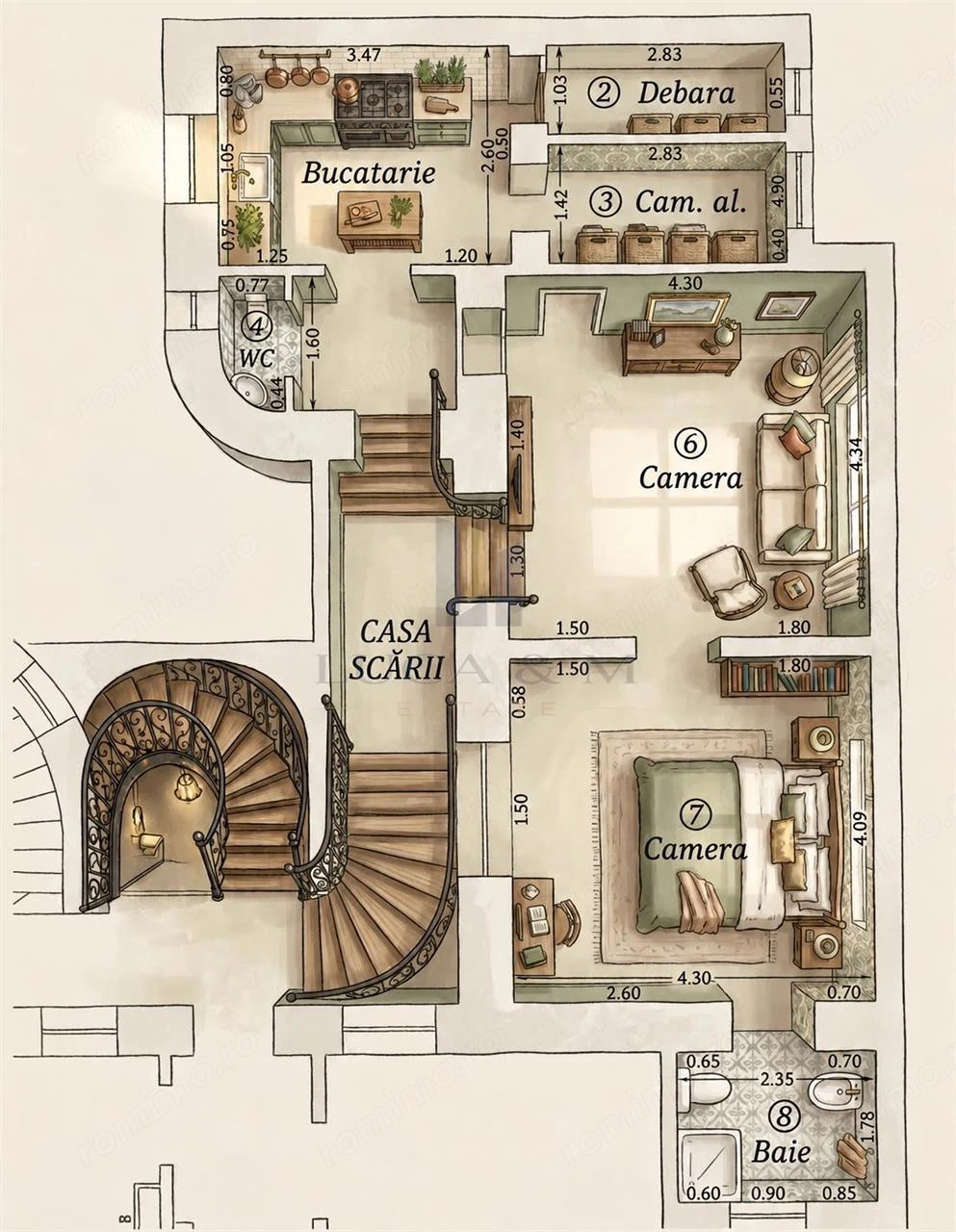 Apartament 2 camere, Central