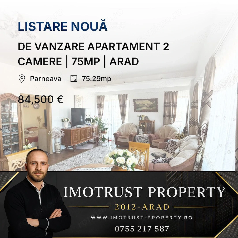 DE VANZARE APARTAMENT 2 CAMERE | 75MP | ARAD