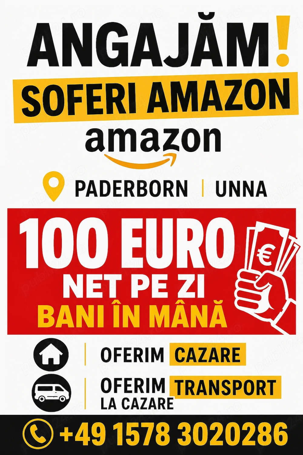 Angajam soferi amazon - 100  net pe zi