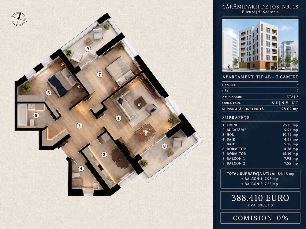 Apartament 2 camere decomandat - Finalizare 2027 - Parcul Tineretului, Metrou