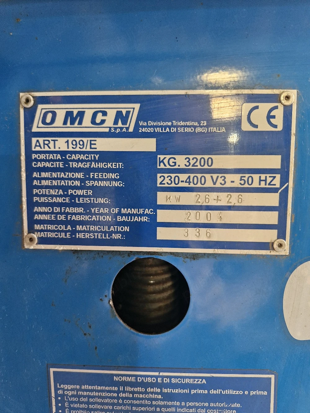 elevator OMCN spa3200KG 