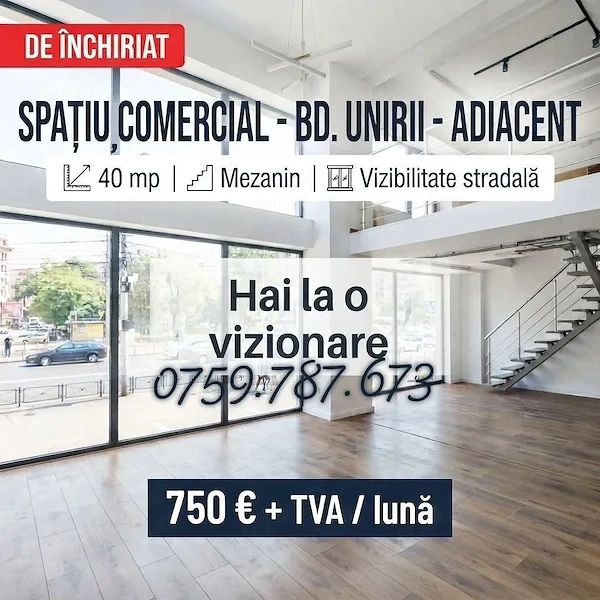 Spațiu comercial 40 mp | Bd Unirii adiacent