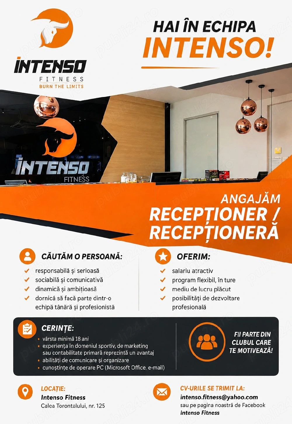Angajăm Studentă pentru Weekend - Recepție Sală de Fitness (Timișoara)