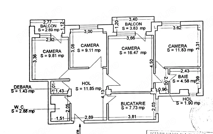 4 Camere 75,69mp + 2 Balcoane, Et2 4, Cadre Beton + BCA, Anvelopat, Parcare.