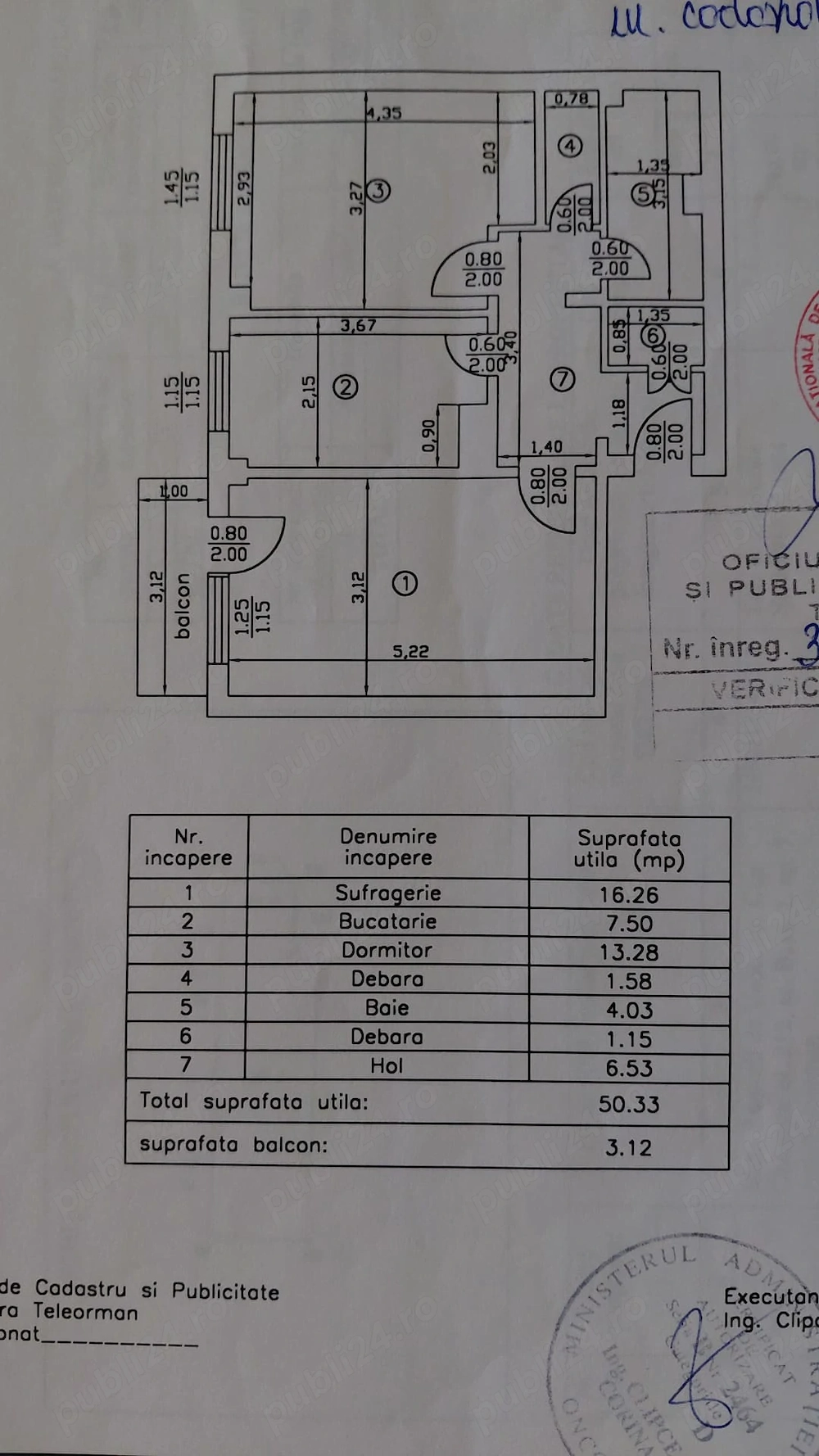 Vând apartament 2 camere ultracentral 