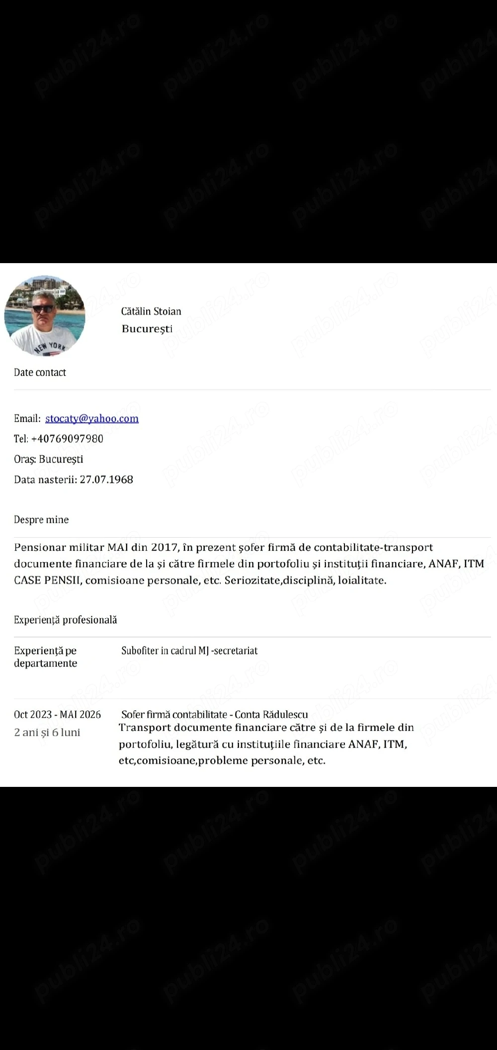 Caut colaborare ca șofer-personal 