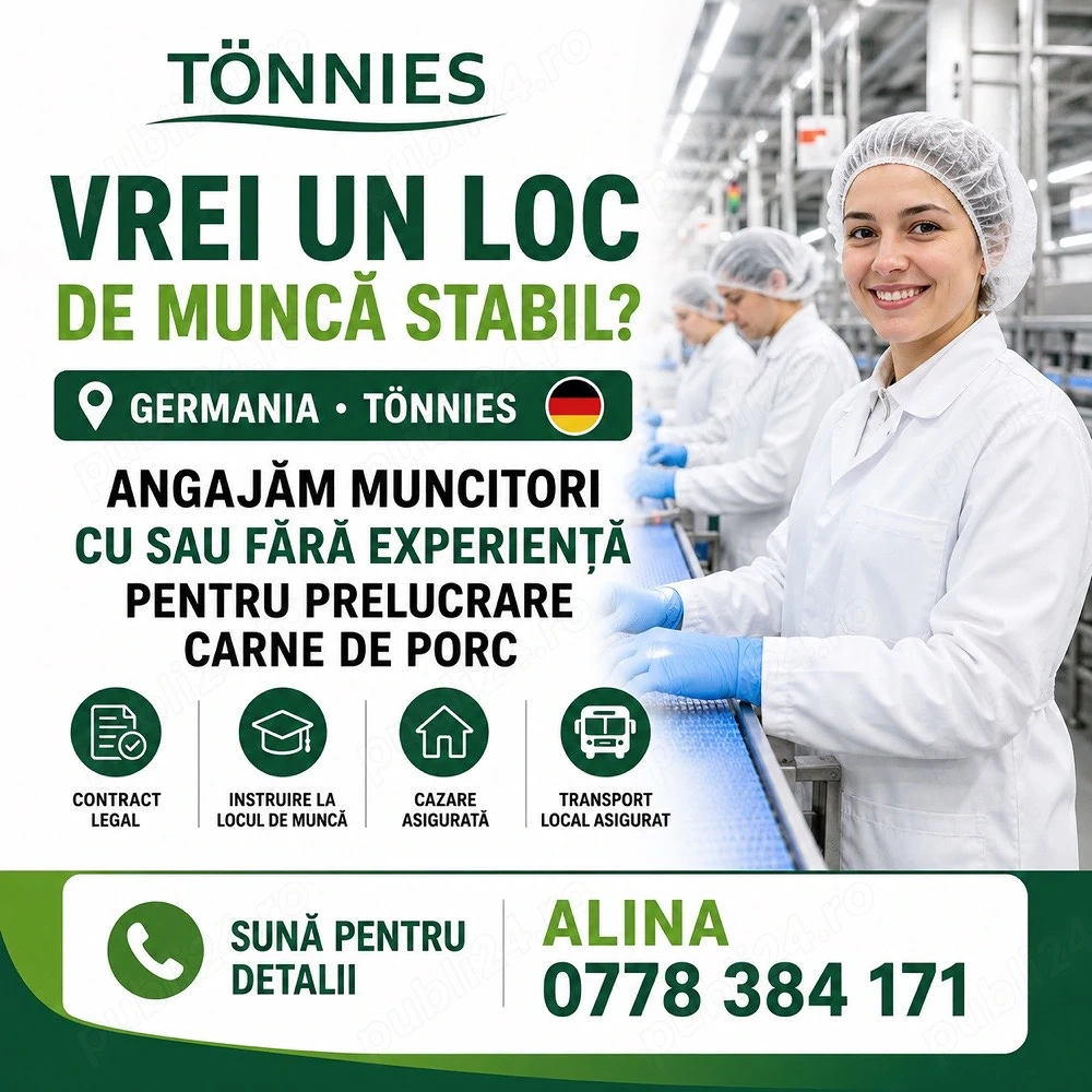 Angajam muncitori cu sau fara experienta pentru abator tonnies germania 