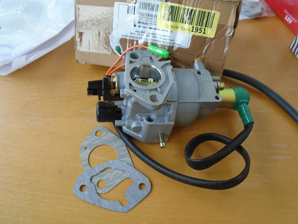 Carburator Generator 9CP - 15CP HOLZER cu Electrovalvă (390cc) Nou