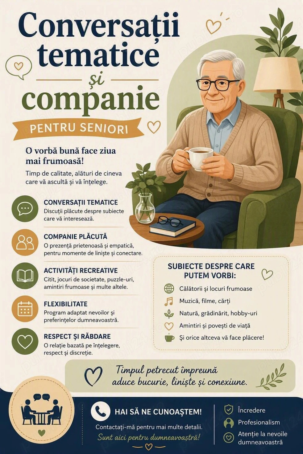 Conversații tematice și companie pentru seniori