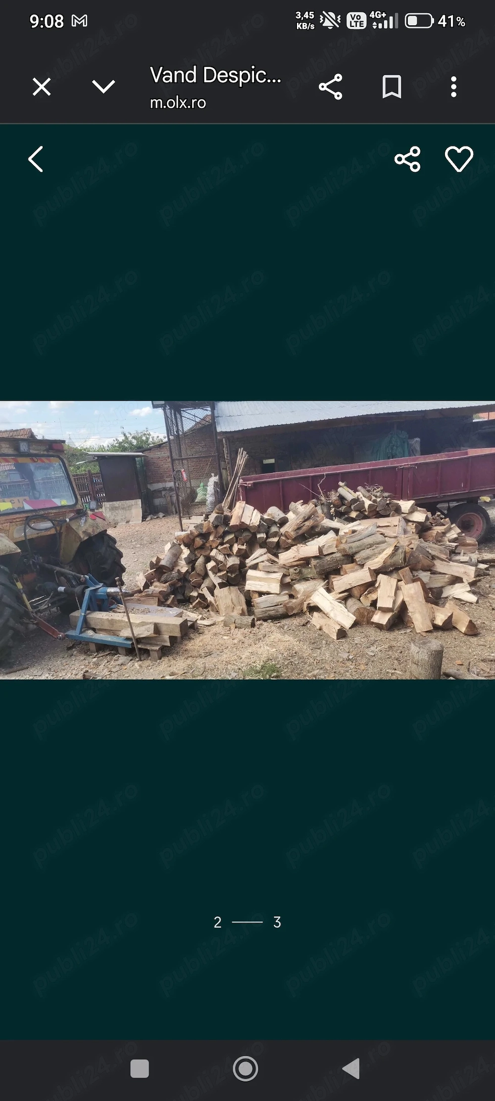 Vând despicator lemne Tractor tip CON cu cardan nou 