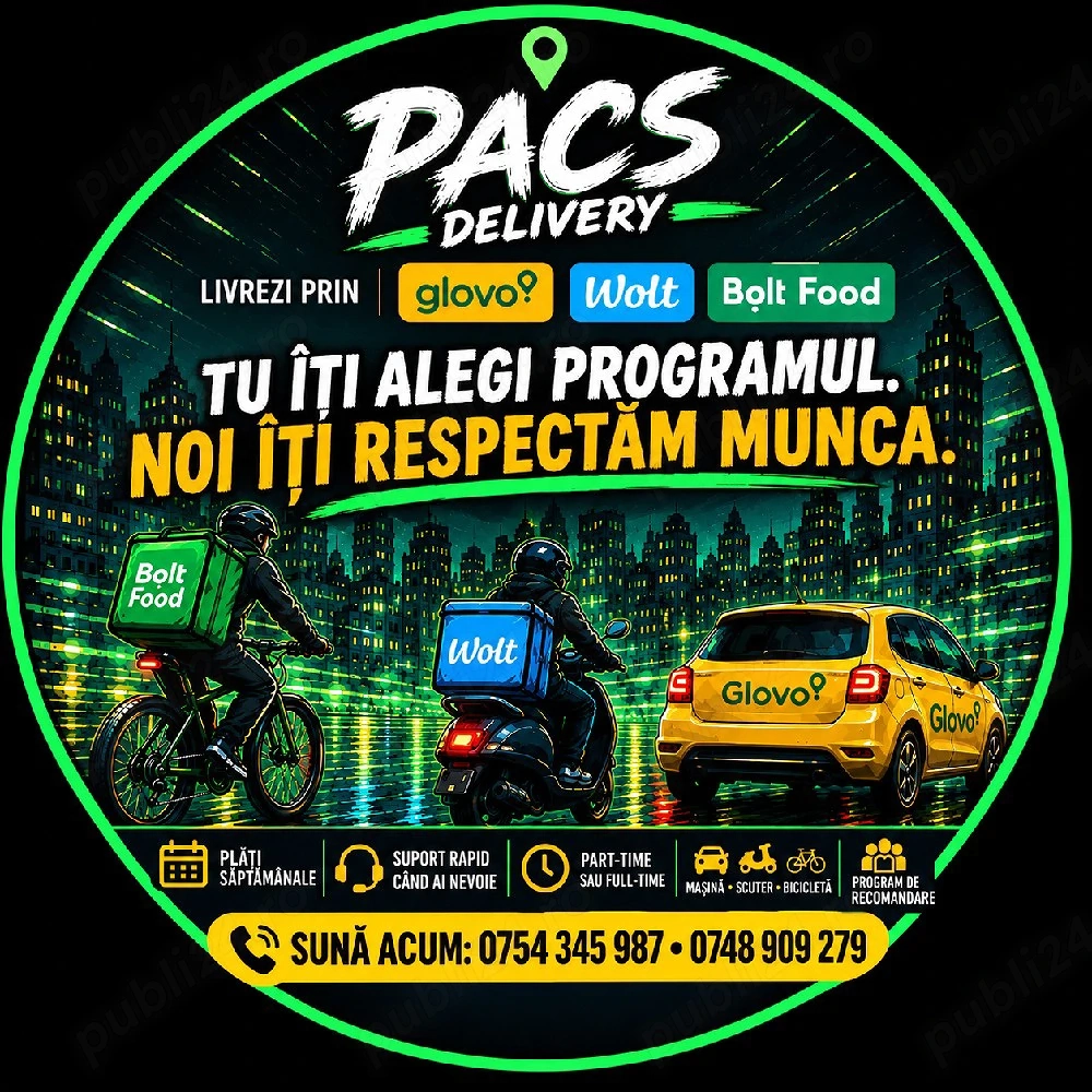 Colaboratori Bolt food,Wolt si Glovo