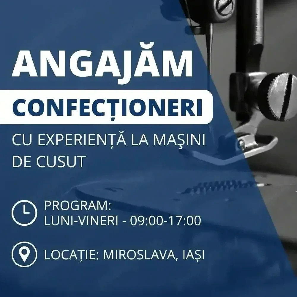 Angajam Confectioneri la Masini de cusut cu experienta 