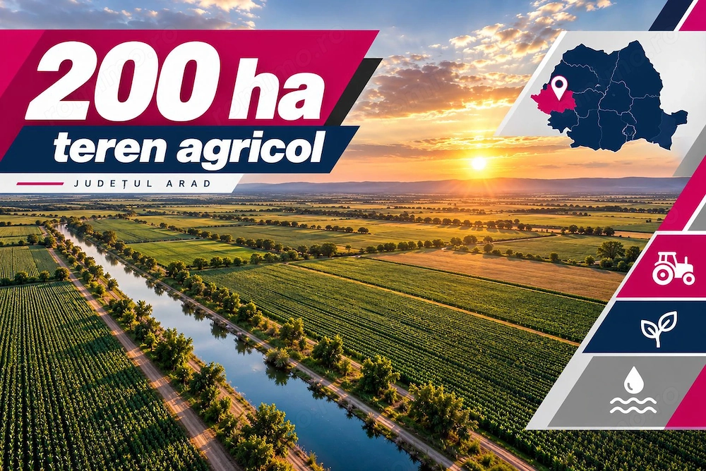 200 ha teren agricol de vanzare in Arad
