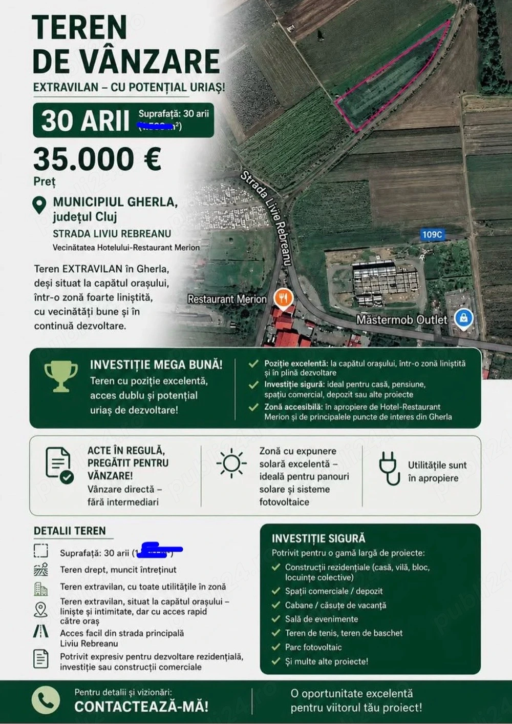 TEREN de vânzare   30 ARI  | Gherla