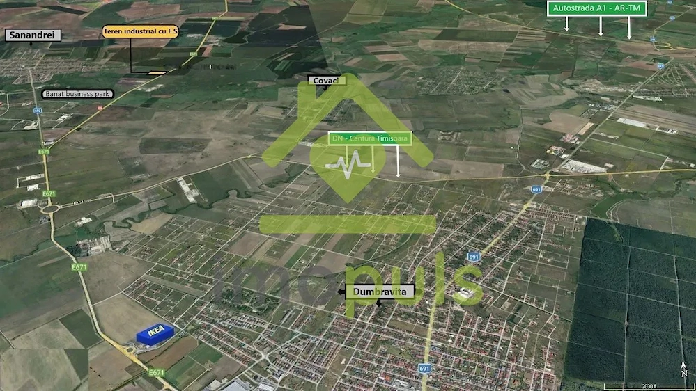 🗺️ Terenuri industriale – Sânandrei – lângă A1 și Centura Nord