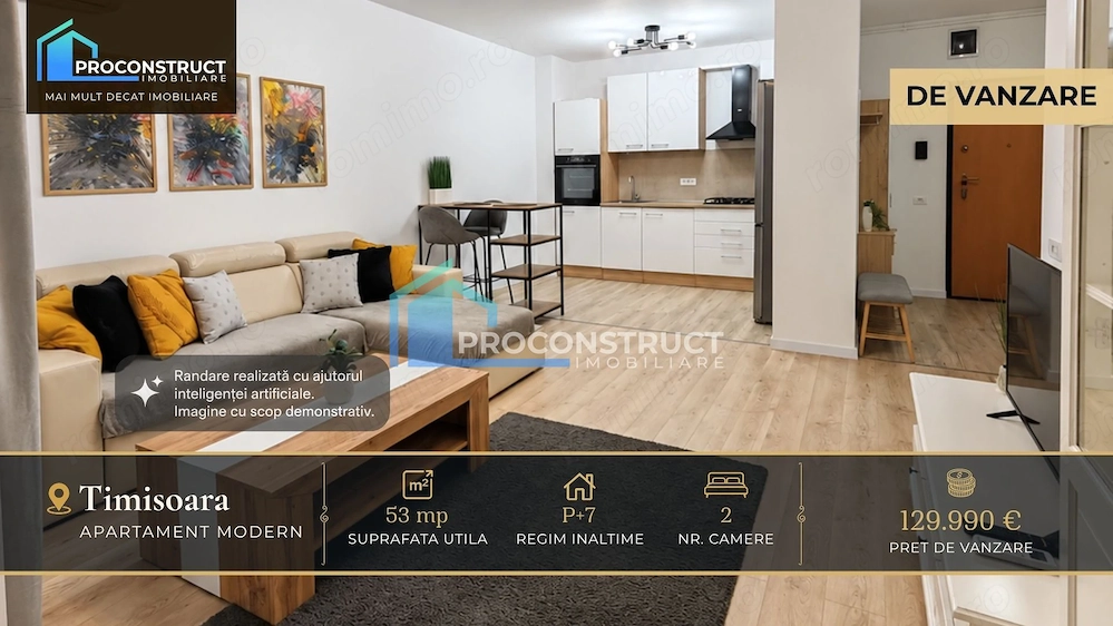 Apartament cu 2 camere, mobilat si utilat, Torontalului 129.990 EUR